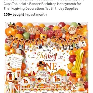 Thanksgiving 'Our Little Turkey is One' Party Decoration Set